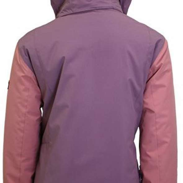 Turbine Girls Iris Insulated Jacket 2024 - A dusty rose-colored jacket with a hood, featuring a subtle floral pattern on the back and sleeves.