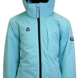 Turbine Girls Iris Insulated Jacket 2024 - A light blue jacket with a black zipper and logo on the left chest area.