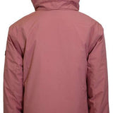 Turbine Girls Iris Insulated Jacket 2024 - A dusty rose-colored jacket with a hood, featuring a small black logo on the left sleeve cuff.