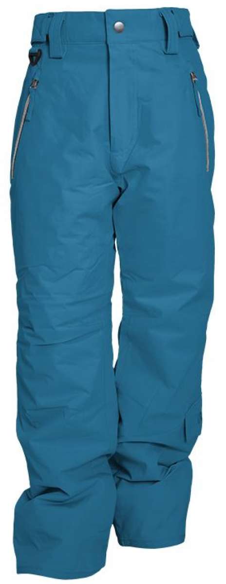 Turbine Girls Juneau Insulated Pants 2024 - Dark blue snow pants with silver zippers on side pockets and belt loops at waistband.