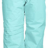 Turbine Girls Juneau Insulated Pants 2024 - Light blue snow pants with a zippered pocket on the right thigh and a black logo patch on the left hip.