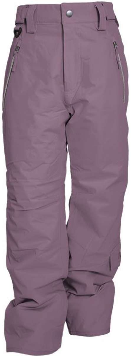 Turbine Girls Juneau Insulated Pants 2024 - A pair of insulated pants with a solid black color and silver zippers on the side pockets.