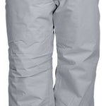 Turbine Girls Juneau Insulated Pants 2024 - Light gray pants with a subtle snowflake pattern on the left leg, featuring a zippered pocket and adjustable cuffs.