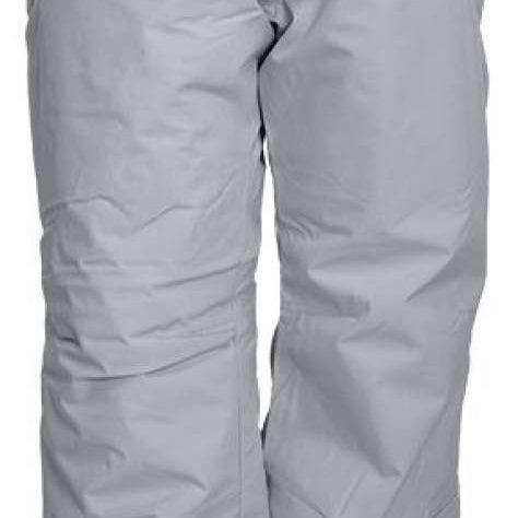 Turbine Girls Juneau Insulated Pants 2024 - Light gray pants with a subtle snowflake pattern on the left leg, featuring a zippered pocket and adjustable cuffs.