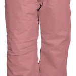 Turbine Girls Juneau Insulated Pants - 2024 pants in a dusty rose color with silver zippers on both sides of the front pockets.