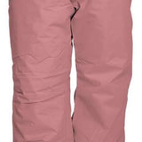 Turbine Girls Juneau Insulated Pants - 2024 pants in a dusty rose color with silver zippers on both sides of the front pockets.