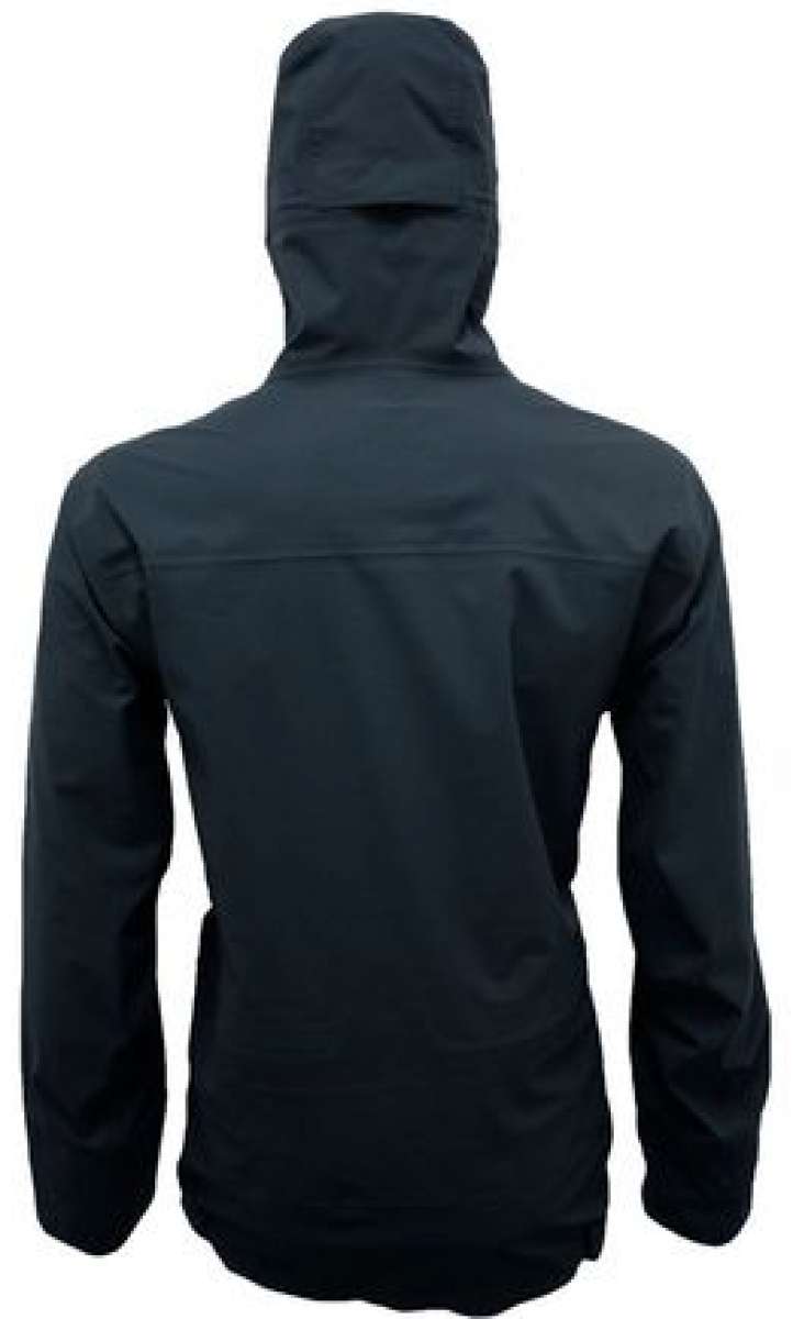 Turbine Guardian 3-Layer Jacket - A black jacket with a hood, featuring a zippered front and two side pockets.