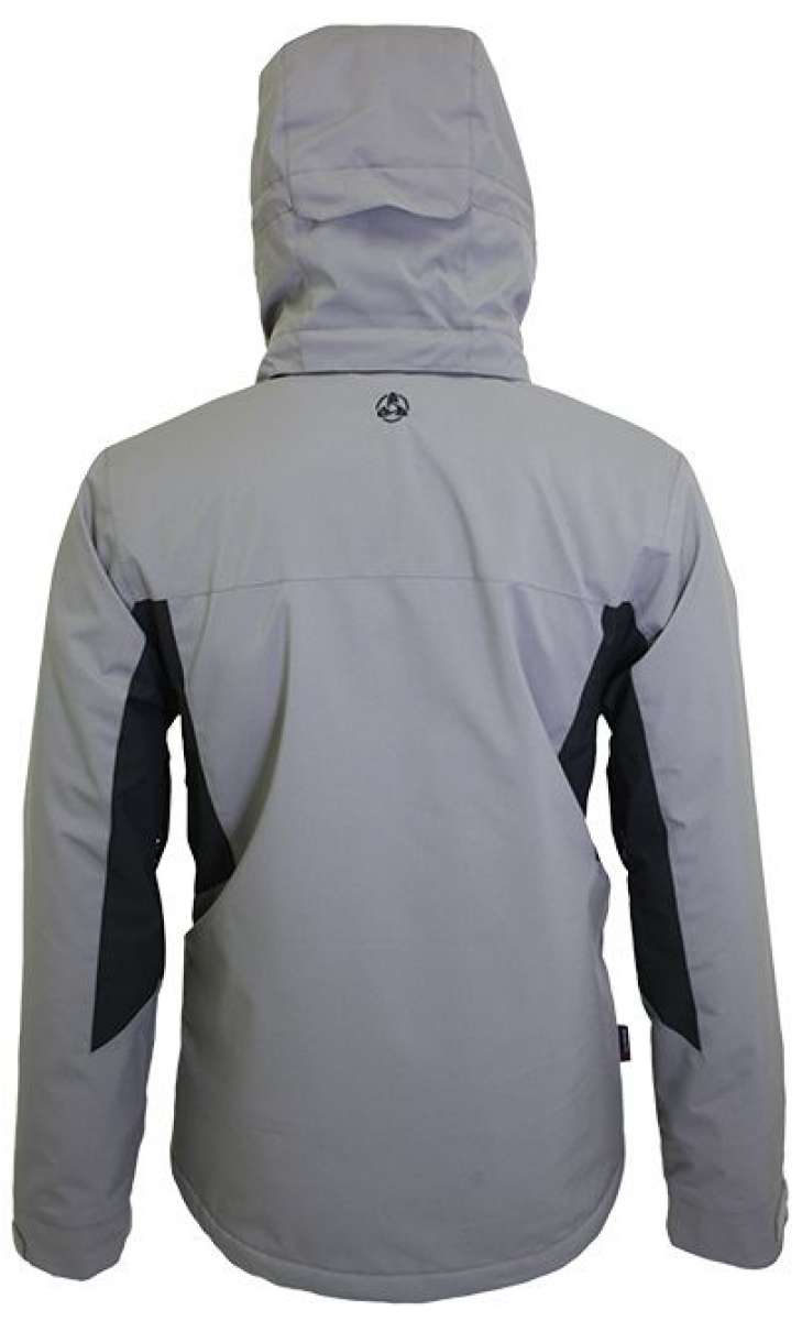 Turbine Jedi Insulated Jacket - A light gray jacket with a hood, featuring black accents on the sleeves and chest area.