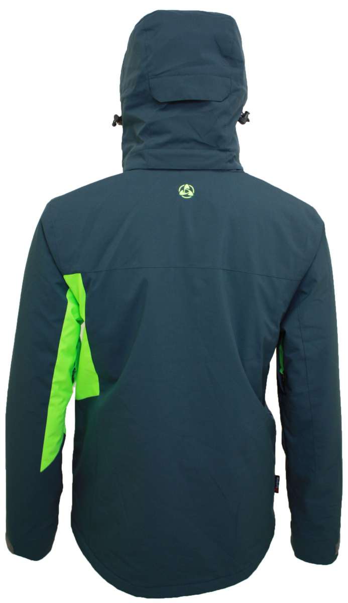 Turbine Jedi Insulated Jacket - A dark gray jacket with neon green accents on the side and a small logo at the back.