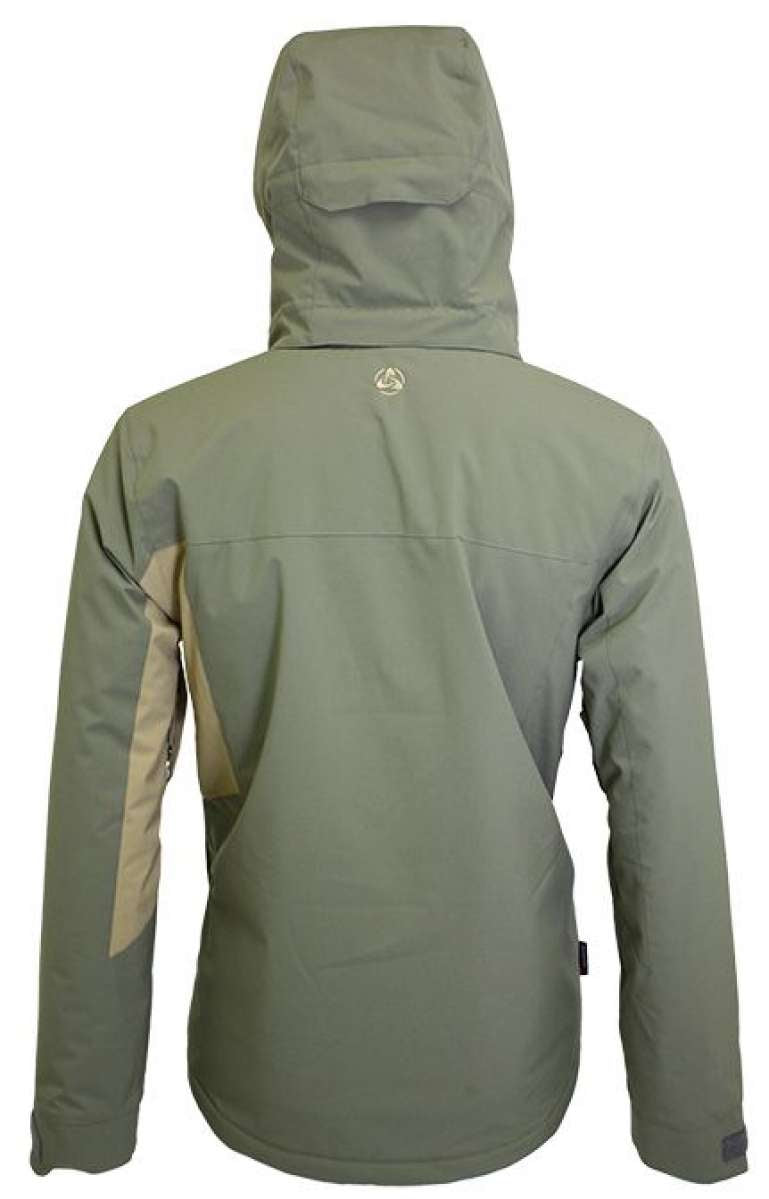 Turbine Jedi Insulated Jacket - A sage green jacket with a hood, featuring a small white logo on the upper back.