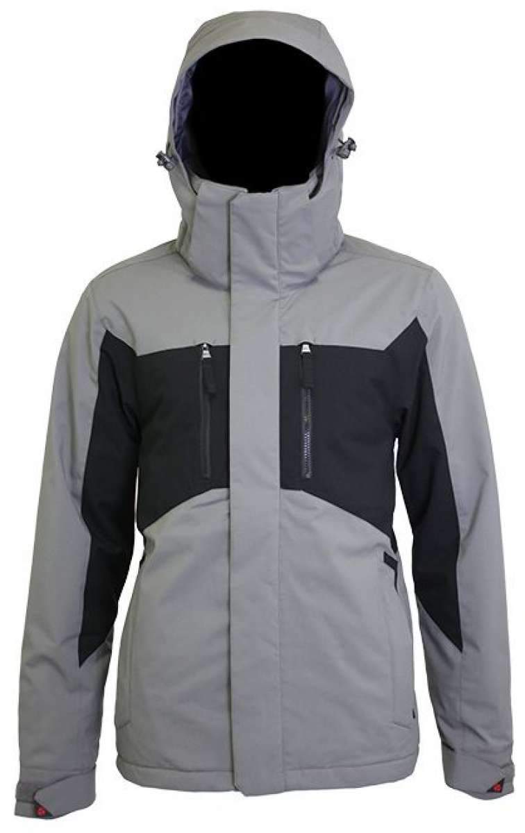 Turbine Jedi Insulated Jacket 2024 - A gray jacket with a black chest panel and diagonal black stripes on the sleeves.