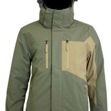 Turbine Jedi Insulated Jacket - A sage green jacket with a hood, featuring two zippered pockets on the front and a black zipper pull.
