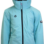 Turbine Juniors Iris Insulated Jacket 2023 - A light blue jacket with a black zipper and logo on the left chest area.
