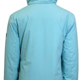 Turbine Juniors Iris Insulated Jacket 2023 - A light blue jacket with a hood, featuring a zipper and two pockets on either side.