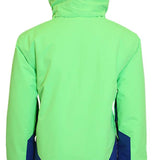 Turbine Juniors Method Insulated Jacket 2023 - A bright green jacket with a darker green panel on the back and sleeves, featuring black zippers and a hood.