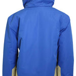 Turbine Juniors Method Insulated Jacket 2023 - A blue and tan insulated jacket with a hood, featuring a zipper closure on the front.