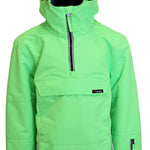 Turbine Juniors Ripper Insulated Anorak Jacket 2023 - A bright green jacket with a hood and black zipper.