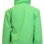 Turbine Juniors Ripper Insulated Anorak Jacket 2023 - A bright green jacket with a hood, featuring two zippered pockets on the front and a zipper closure down the center.