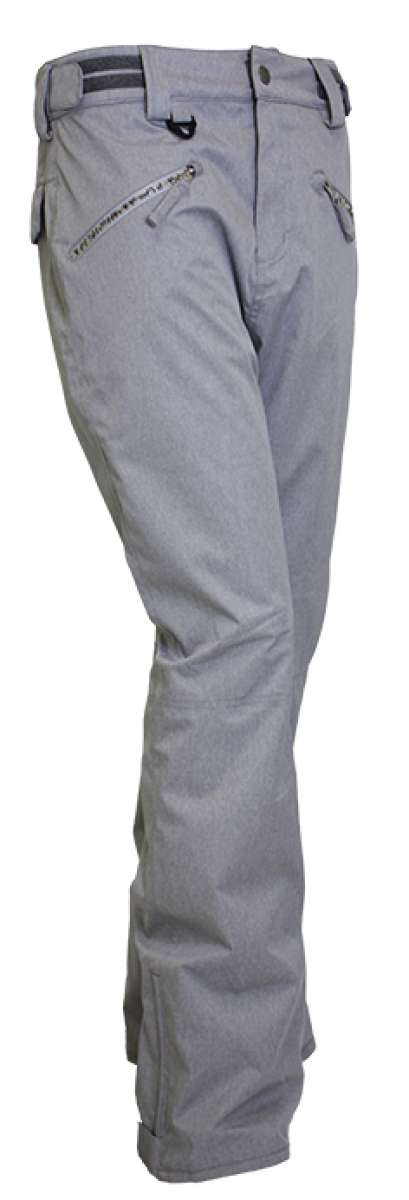 Turbine Women's Aura II Shell Pant 2023 - Light gray shell pant with zippered pockets and belt loops.