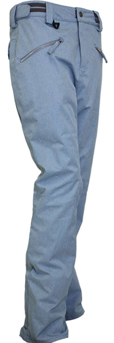 Turbine Women's Aura II Shell Pant 2023 - Light blue shell pant with black trim and two zippered pockets on the back.