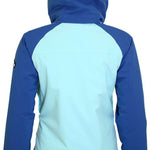 Turbine Ladies Glacier Insulated Jacket 2023 - A blue jacket with a hood, featuring a light blue panel on the back and dark blue sleeves.