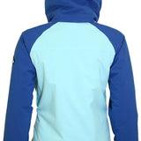 Turbine Ladies Glacier Insulated Jacket 2023 - A blue jacket with a hood, featuring a light blue panel on the back and dark blue sleeves.