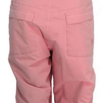 Turbine Ladies Longtrail Bib Pants 2024 - A pair of pink snow pants with black trim and adjustable straps on the shoulders.