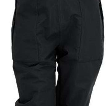 Turbine Ladies Longtrail Bib Pants 2024 - Black bib pants with white logo on left thigh and adjustable straps at shoulders.