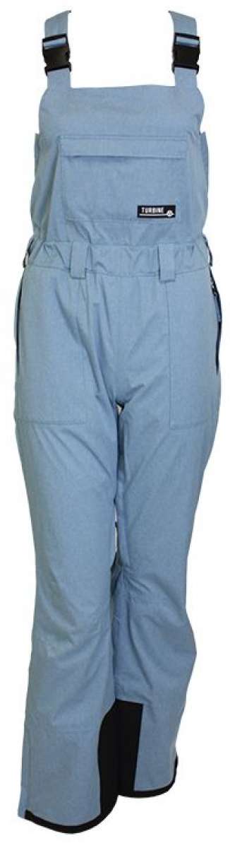 Turbine Ladies Longtrail Bib Pants - 2024 model pants with a black logo on the left leg and a white stripe down the side of each pant leg.