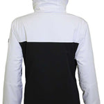 Turbine Ladies Powday Insulated Jacket 2023 - A white and black insulated jacket with a fur-lined hood, featuring a zippered front and two side pockets.