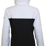 Turbine Ladies Powday Insulated Jacket 2023 - A white and black insulated jacket with a fur-lined hood, featuring a zippered front and two side pockets.