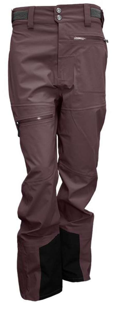 Turbine Ladies Prodigy 3-Layer Pants 2024 - Dark brown pants with a black stripe on the side and silver zippers.