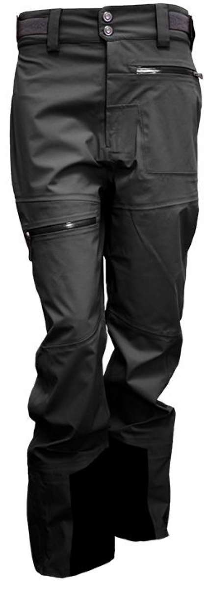 Turbine Ladies Prodigy 3-Layer Pants 2024 - Black pants with a zippered pocket on the right thigh and adjustable Velcro straps at the waist.