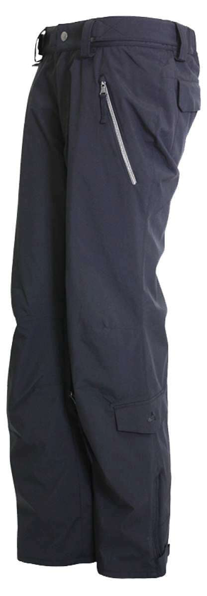 Turbine Women's Siren Insulated Pant - Black insulated ski pants with a zippered pocket on the right thigh and a small black logo near the bottom of the left leg.