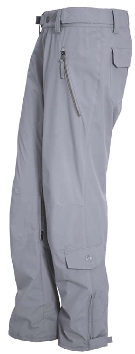Turbine Women's Siren Insulated Pant - Light gray pants with a zippered pocket on the right thigh and a belt loop at the waist.