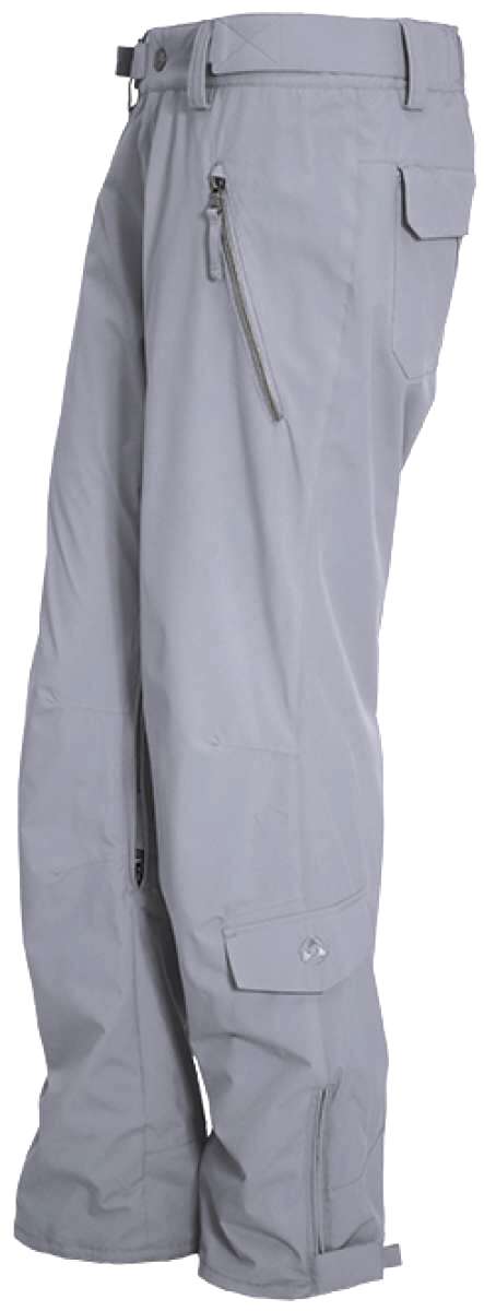 Turbine Women's Siren Shell Pant 2023 - Black pants with a subtle white snowflake pattern on the left leg, featuring a zippered pocket and adjustable waistband.