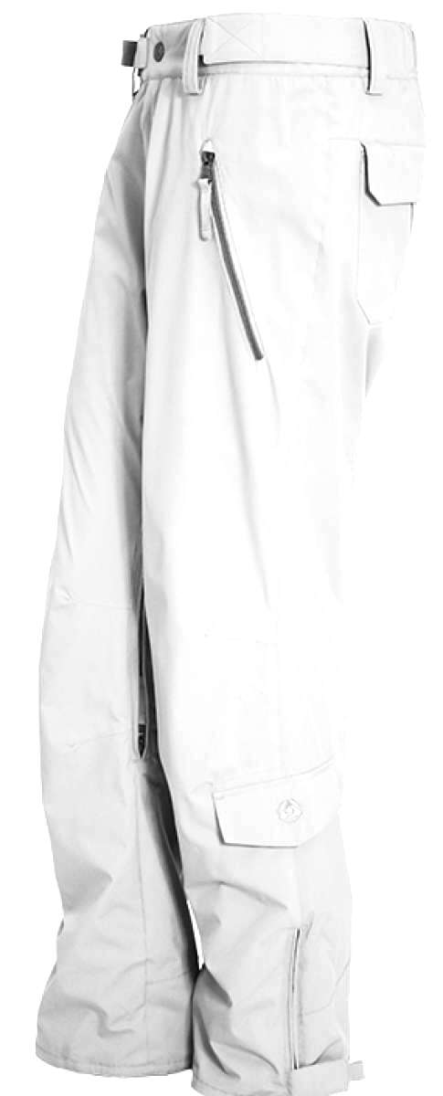 Turbine Women's Siren Shell Pant 2023 - White snow pants with a zippered pocket on the right thigh and adjustable Velcro straps at the waist.