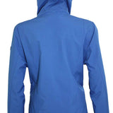 Turbine Ladies Switchback Shell Jacket 2023 - A blue jacket with a hood, featuring a zippered front and two side pockets.