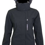 Turbine Ladies Wilder Insulated Jacket - A black jacket with a hood, featuring a zipper and two zippered pockets on either side.