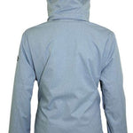 Turbine Ladies Wilder Insulated Jacket - A light blue jacket with a hood, featuring black zippers and a black logo on the left sleeve.