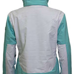 Turbine Ladies Wilder Insulated Jacket 2024 - A light blue and white jacket with a hood, featuring a large pocket on the back.