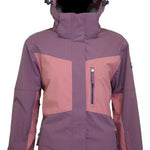 Turbine Ladies Wilder Insulated Jacket - A dusty rose-colored jacket with a hood, featuring a zippered front and two side pockets.