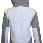 Turbine Ladies Wilder Insulated Jacket - A grey jacket with a hood, featuring a white stripe on the left sleeve and a black zipper.