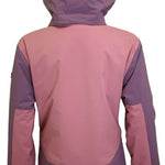 Turbine Ladies Wilder Insulated Jacket - A dusty rose-colored jacket with a darker rose patch on the upper back and sleeves, featuring a hood and zippered pockets.