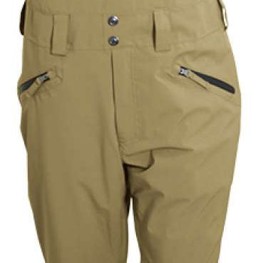 Turbine Mission II Bib Pants 2024 - Tan bib pants with black trim and adjustable straps on shoulders.