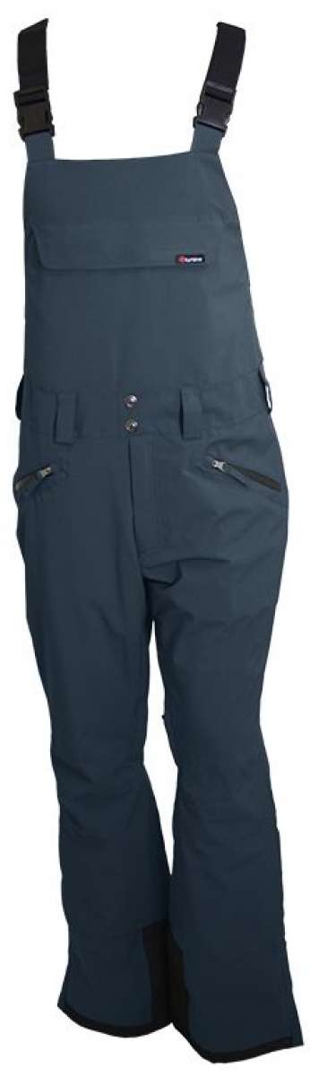 Turbine Mission II Bib Pants 2024 - Dark gray bib pants with adjustable straps and multiple pockets on the front.
