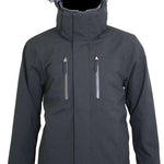 Turbine Ninja Insulated Jacket 2023 - A dark gray jacket with a hood, featuring two zippered pockets on the front and reflective strips along the arms.