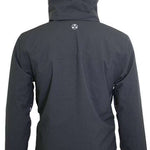 Turbine Ninja Insulated Jacket 2023 - A dark grey jacket with a hood, featuring a white logo on the back and a small white tag on the left sleeve cuff.