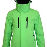 Turbine Ninja Insulated Jacket 2023 - A lime green jacket with a black zipper and two zippered pockets on either side of the chest.
