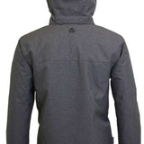 Turbine Ninja Insulated Jacket 2023 - A dark grey jacket with a hood, featuring a black zipper and two zippered pockets on either side.